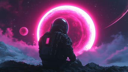 Futuristic Astronaut in a Fantasy Color Palette