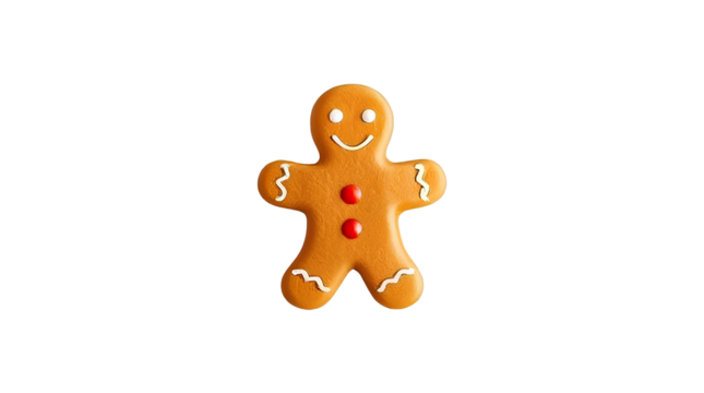 Photo of gingerbread men isolated on transparent background