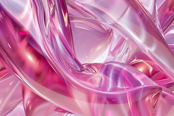 Abstract pink material forming wavy and glossy shapes, creating a beautiful and elegant design
