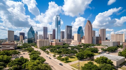 Dallas skyline, sunny day, cityscape, Texas