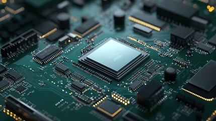 Modern Circuit Board Shows Advanced Processor Technology
