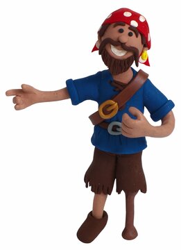 Pirata con pata de palo. Plastilina.