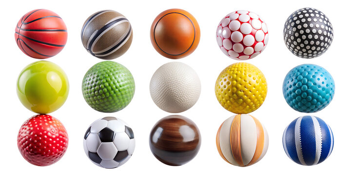 colorful balls in different types isolated on white