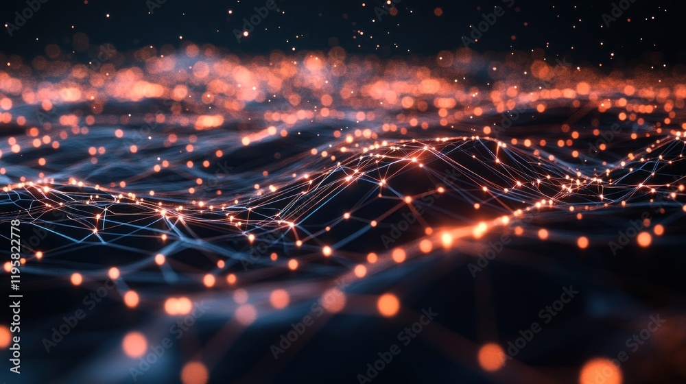 Poster Abstract Network Illuminated Nodes Glowing Connections
