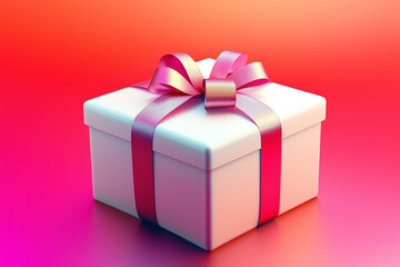 Obraz premium Glowing Ribbon on a Blank White Gift Box, Festive and Elegant Present Mockup, Perfect for Holiday 