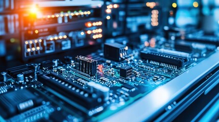 Obraz premium Close Up View Of A Circuit Board With Components