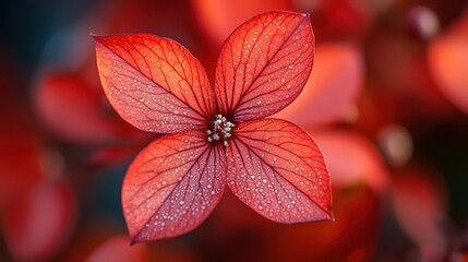 Stunning Close-Up of a Dew-Kissed Red Flower