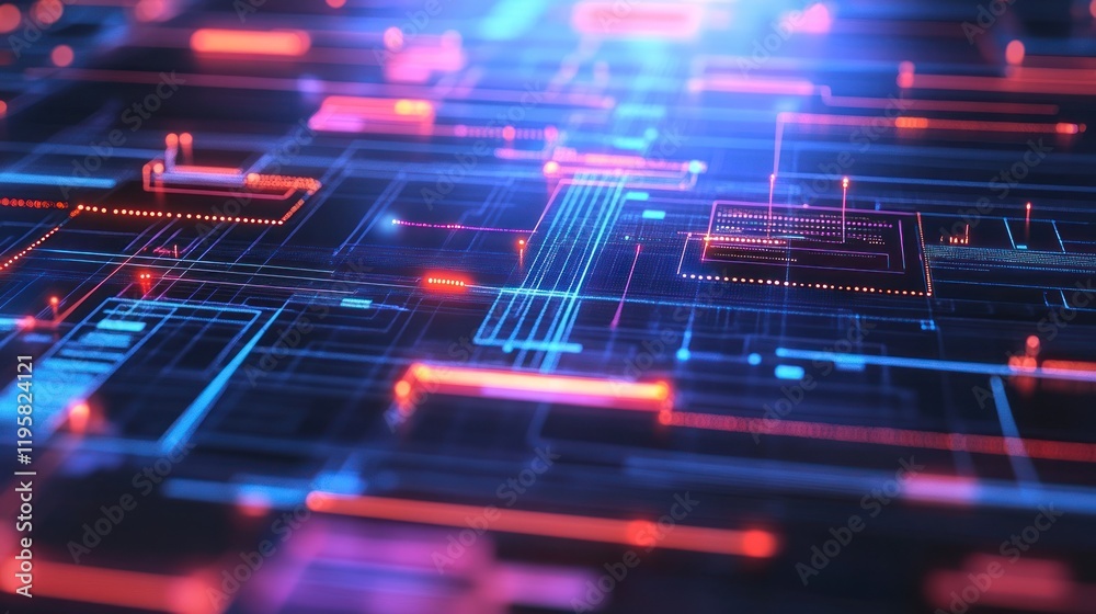 Aufkleber Abstract Digital Network Data Flow Visualization