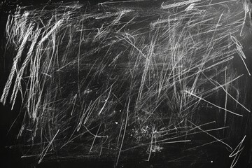 Fototapeta premium White charcoal crayon chalk textures on black board background.