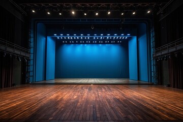 Scenery. Empty stage. wooden floor interior.
