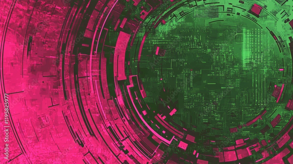Poster futuristic cpu. quantum processor within the global computer network. 3d illustration of digital cyb
