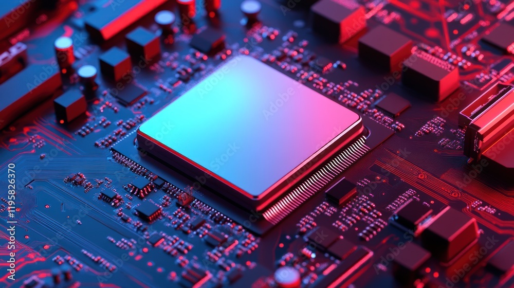 Aufkleber Illuminated Central Processing Unit On Circuit Board