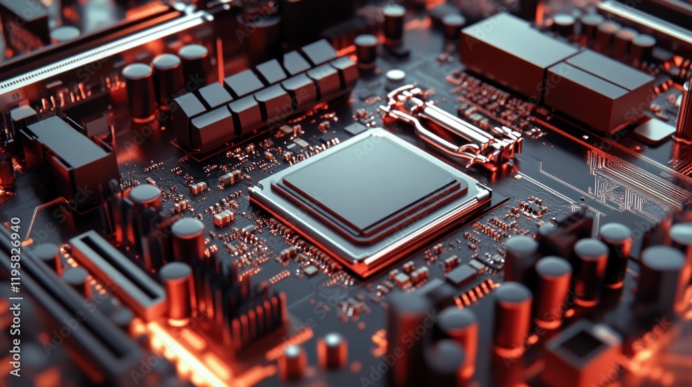 Poster Computer motherboard with central processing unit installed