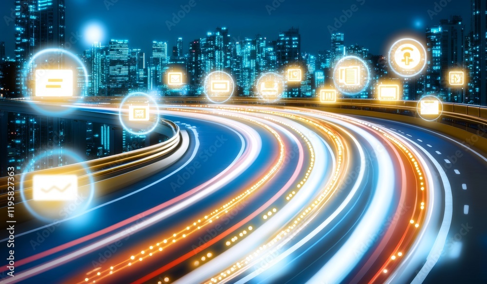 Aufkleber business and digital technologies. data flow within a secure system. analytics and strategy for inno