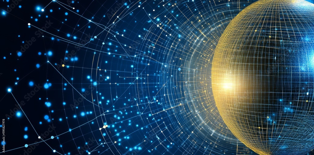 Poster neural network and information cores. futuristic digital wave, background of futuristic data streams
