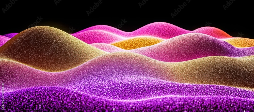 Poster big data cyber stream 3d illustration. rhythmic waves of electrical impulses in a neural network. so
