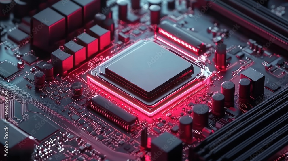 Poster illuminated central processing unit on motherboard