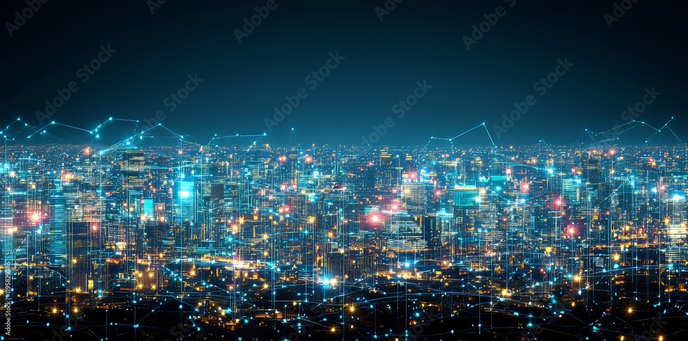 Poster big data processing. abstract artificial neural network. cyber field of wavy particles. 3d illustrat