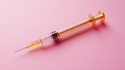 Artistic Representation of a Golden Syringe on a Muted Pink Background Emphasizing Medical Minimalism