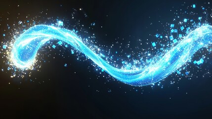 Fototapeta premium Artificial neural network combined with the cyber field of wavy particles in a high-tech 3D illustration