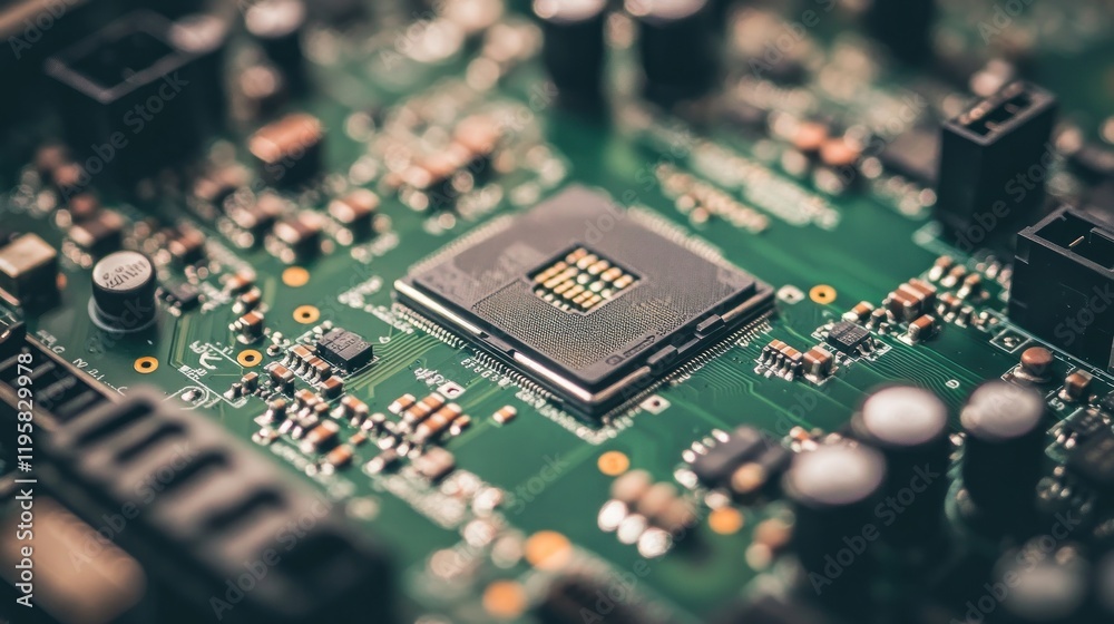 Poster Closeup view of a circuit board and processor
