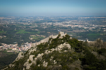 Sintra, Portugal, Europe. Castle of the Moors, built in the 8th century. This was an important...