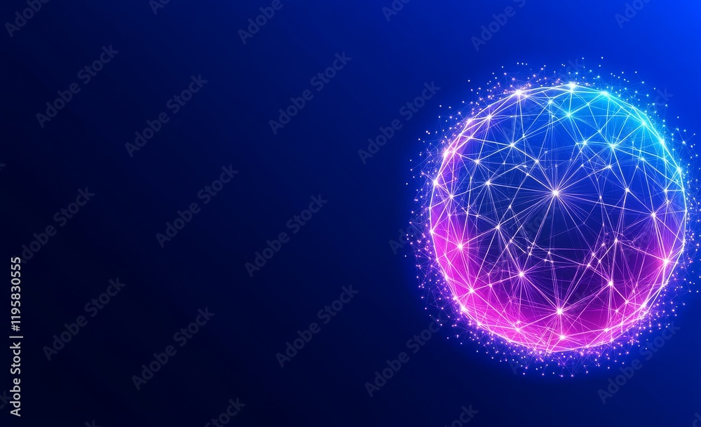 Poster artificial neural network. big data concept is highlighted. stock in the future tech. 3d illustratio