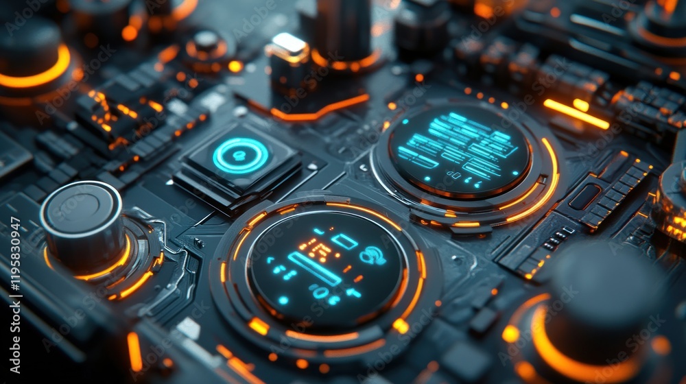Poster Futuristic Technology Interface Control Panel Display