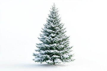 Fototapeta premium Christmas tree covered with snow isolated on white background.