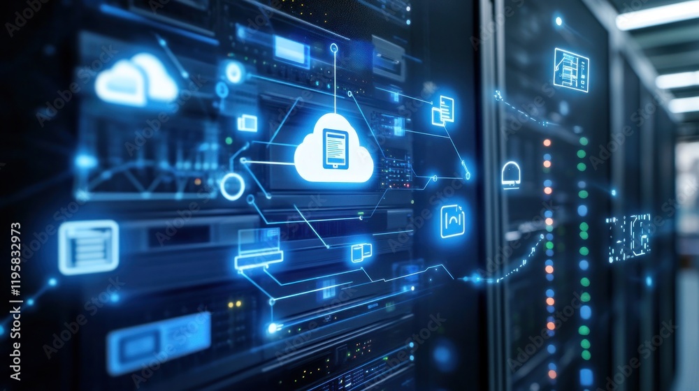 Aufkleber Cloud Computing Server Data Network Technology Infrastructure