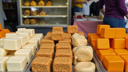 Vibrant Thai Street Food Stall featuring Jackfruit Soy Protein and Tofu Cubes as Vegan Options
