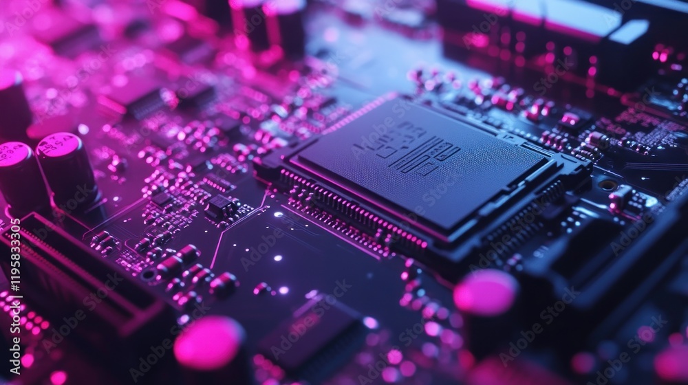 Poster illuminated circuit board shows technological components