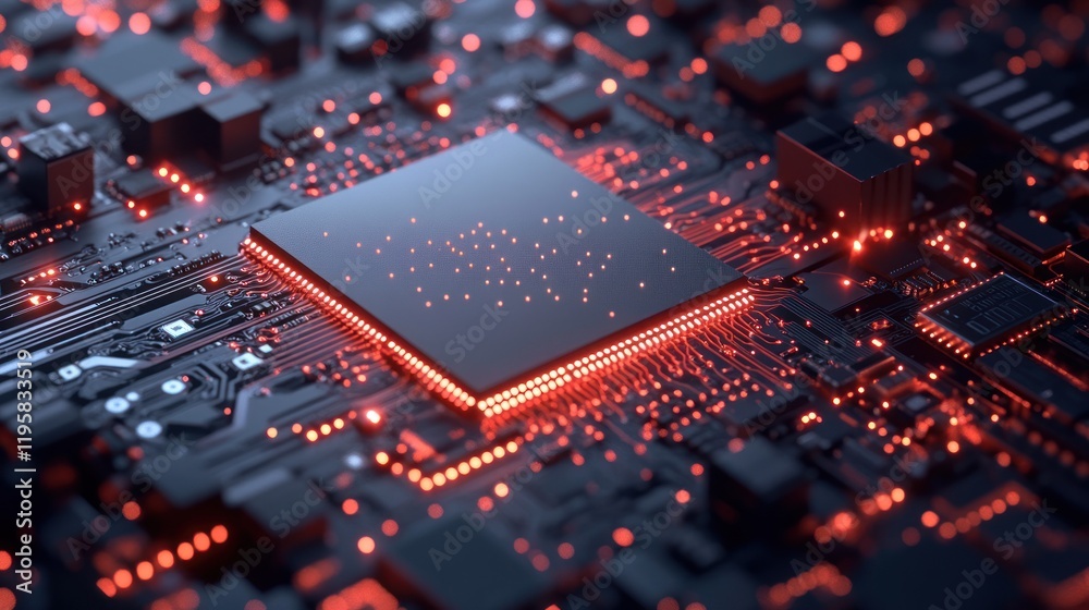 Aufkleber Illuminated Central Processing Unit On Circuit Board