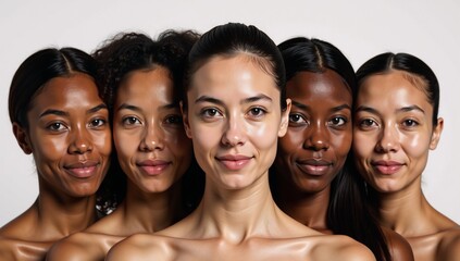 Fototapeta premium Embracing diversity with multicultural ethnic faces representing equality and fighting against racism
