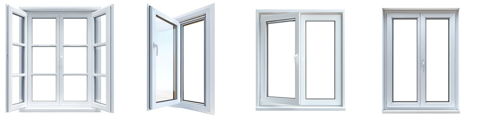 Insulated window – A window designed with an insulating layer that reduces heat transfer, improving energy efficiency and comfort inside. Isolated on Clear White Background Highly Detailed 
