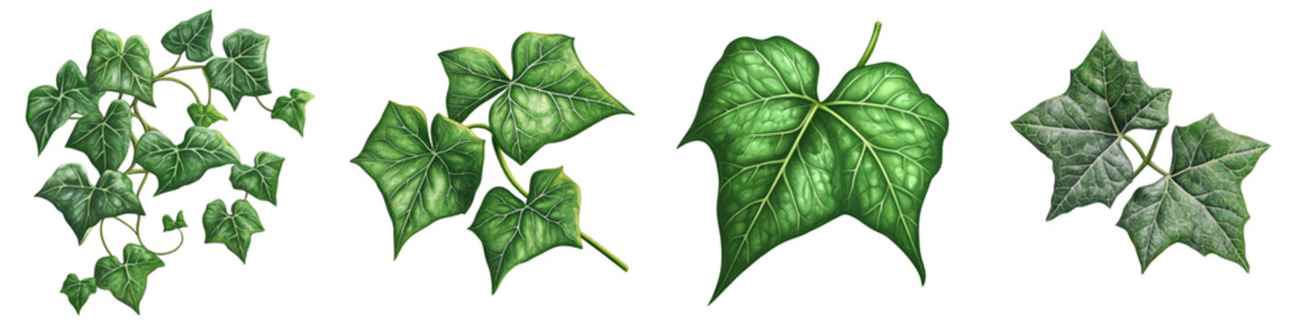 Ivy leaf &ndash; A symbol of growth and unity in the Alpha Kappa Alpha sorority. Isolated on Clear White Background Highly Detailed