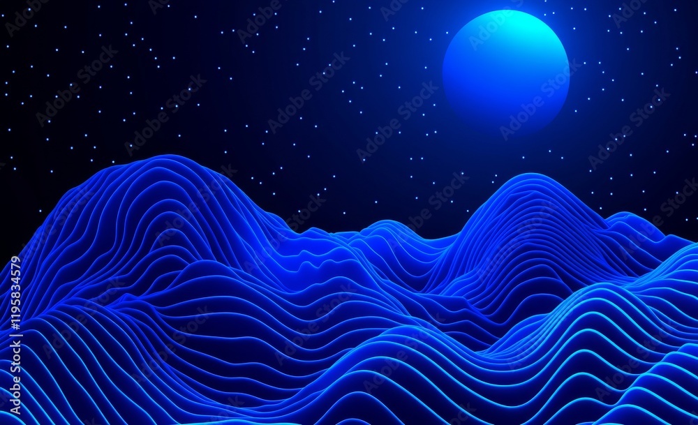 Poster big data business analytics. digital strings data stream. wavy field of cyberspace. 3d illustration 