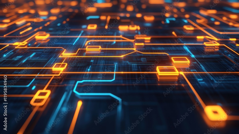 Poster abstract glowing circuit board digital technology