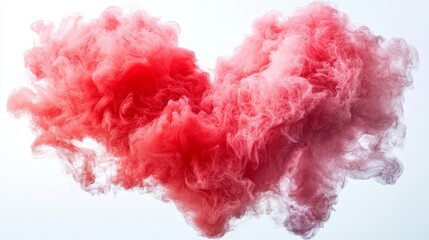 Vibrant cloud of red smoke forming a heart shape symbolizing love passion and energy in an abstract and striking visual style ideal for modern concepts