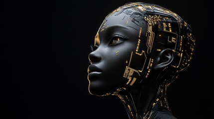 3d render of fashion shop display stand, black female body part with Gold Paint or Liquid.