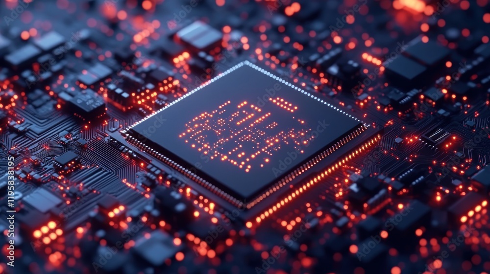 Aufkleber Illuminated Central Processing Unit On Circuit Board