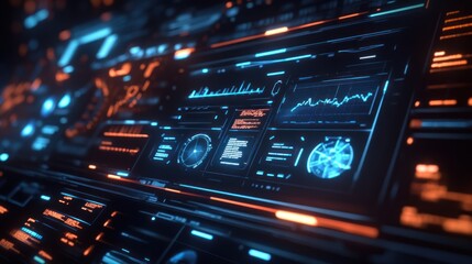 Obraz premium Futuristic Digital Interface Displays Data Graphs And Charts