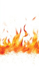 Fiery Flame Texture Border on White Background with Clipping Path, Minimalist Design