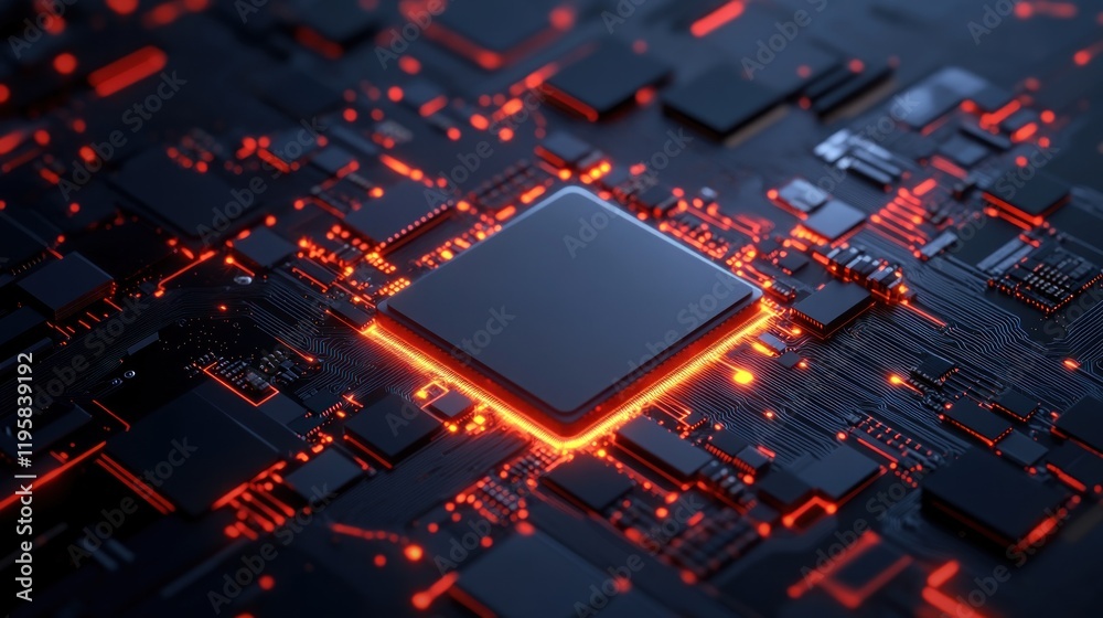 Aufkleber Illuminated Central Processing Unit On Circuit Board