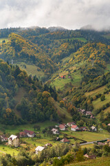 Romania, Transylvania. Colorful, white mountain landscape.
