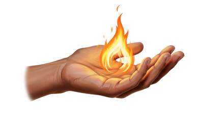 Hand & Fingers Holding a Flame, Playing with Fire, Hot Burn, Isolated Transparent PNG