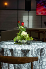 Event dicaration setting and table with flowers