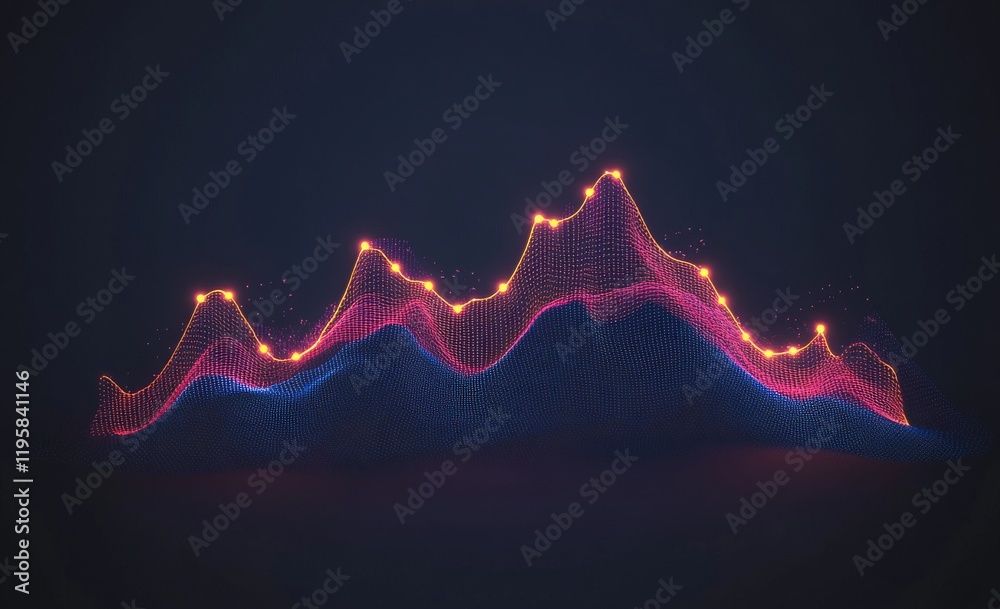 Poster wavy field of cyberspace. big data business analytics. digital strings data stream. 3d illustration 