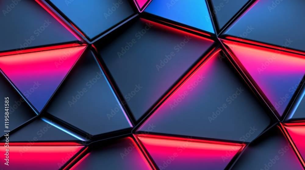 Poster set in a 3d high-tech environment, the illustration highlights a neon cyber field, an array of big d