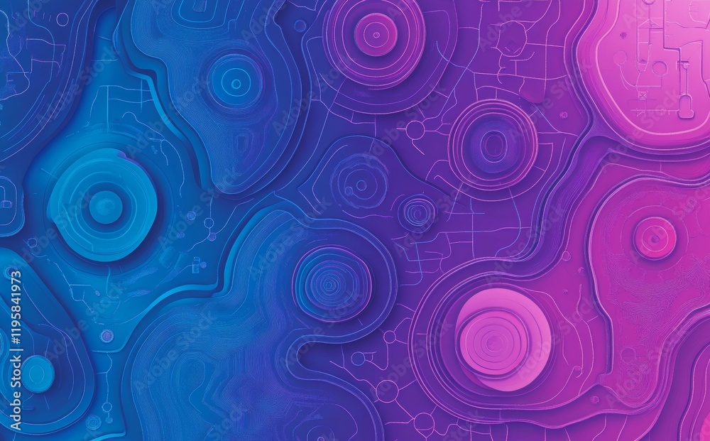 Poster a 3d abstraction showing lines and rays on a wavy surface, representing cyber field information flow